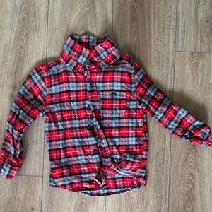 Old Navy Red and Black Plaid Button-Down Shirt